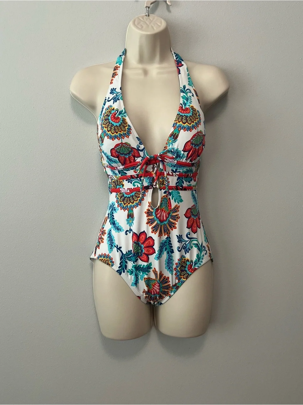Tommy Bahama Floral Halter One Piece Swimsuit Size 6
